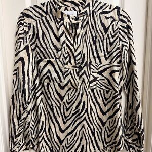 Current/Elliott Black and White Zebra Print Blouse